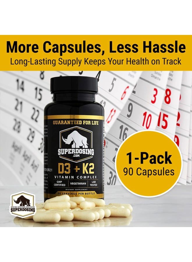 SuperDosing [90 Days] Max Strength, 2 in 1 D3 and K2 with 10,000 iu Vit D and 1,500 mcg Vit K. D3K2 Supplements Promote Bone and Heart Health. D3-K2 MK4 Supplement Capsule Boosts Immune System. Best K2D3 Vitamin - Image 3